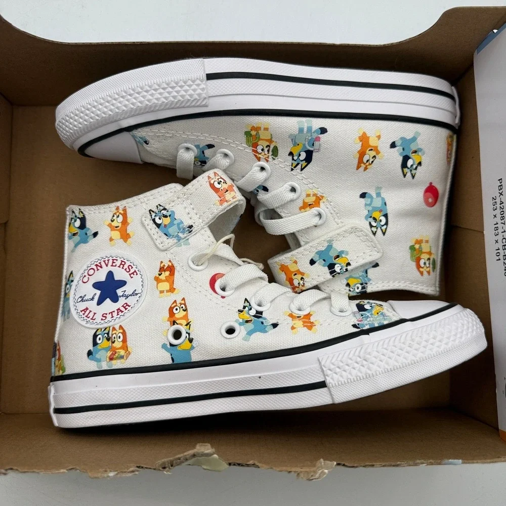 Converse Chuck Taylor All Star 1V Hi Kids 12 White Bluey Print A16463F